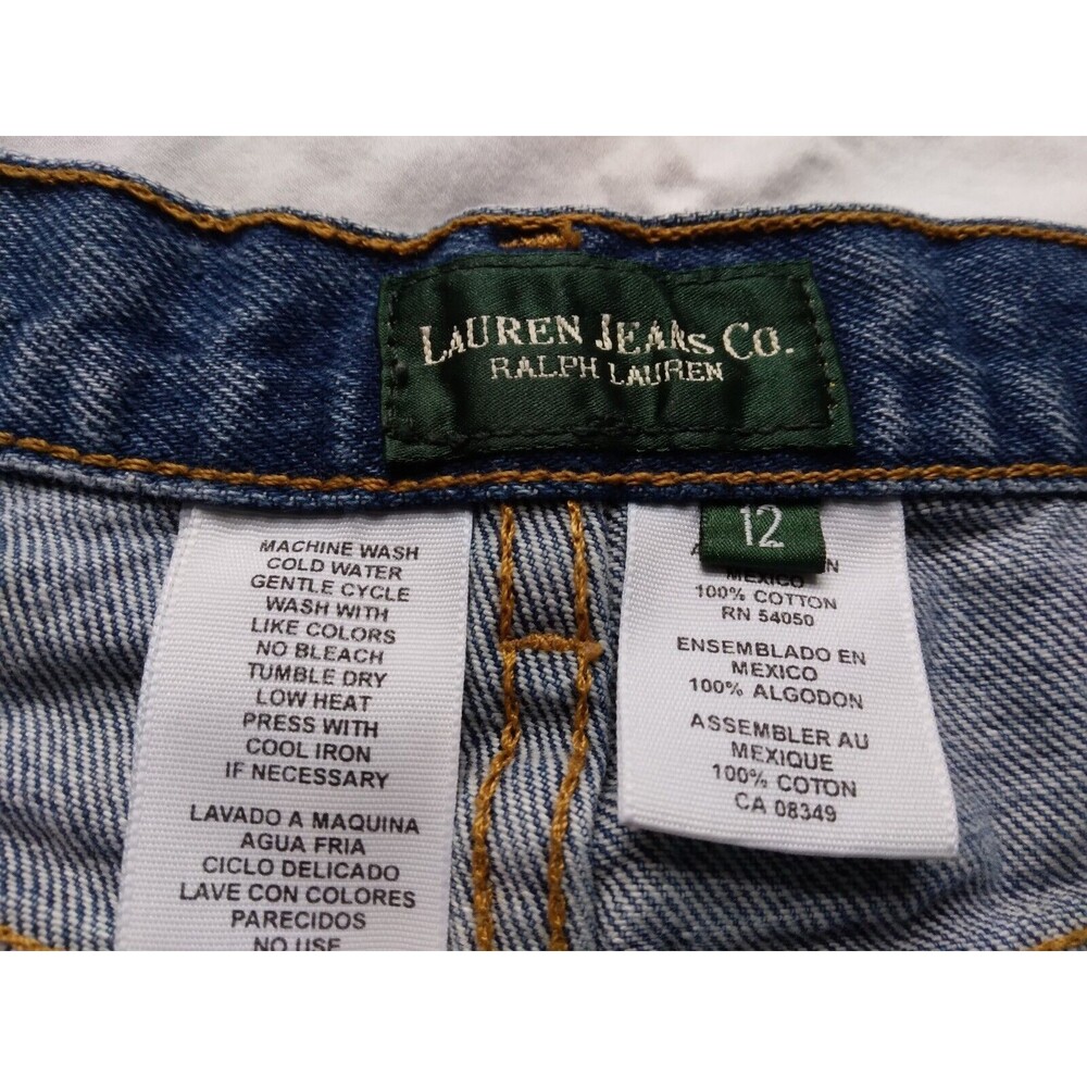 Lauren Jeans Co Jean Shorts Ralph Lauren Distressed Cutoff Blue Denim Womens 12 - Picture 4 of 7